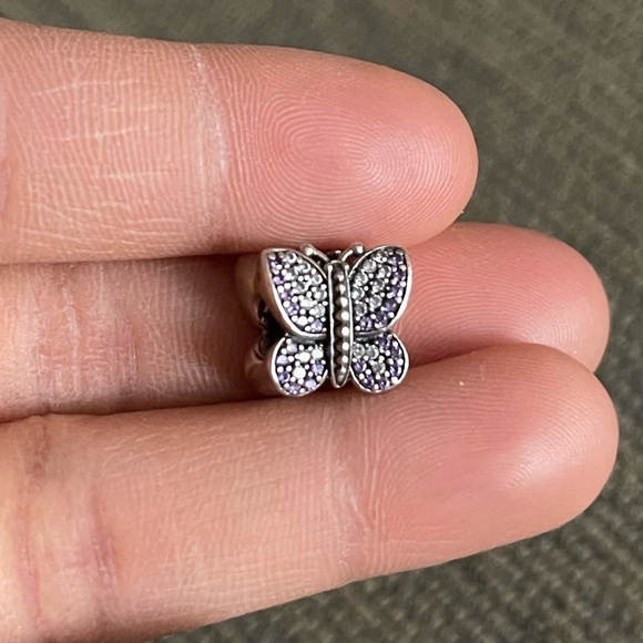 Retired Pandora Dazzling Purple Butterfly Charm Purple & Clear CZ - Picture 4 of 9